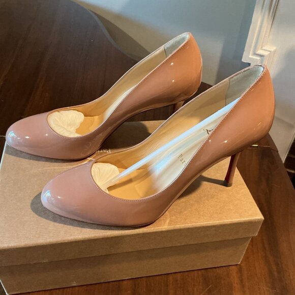 Christian Louboutin Dolly Pump 85 Blush Nude Leather Classic Heel - Picture 2 of 9